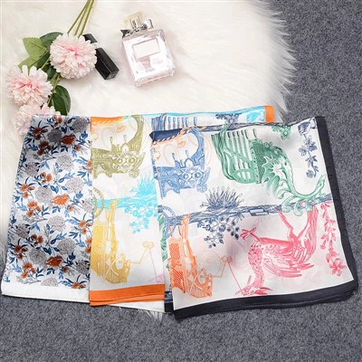 Printed Floral Silk Scarf