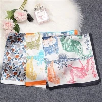 Printed Floral Silk Scarf