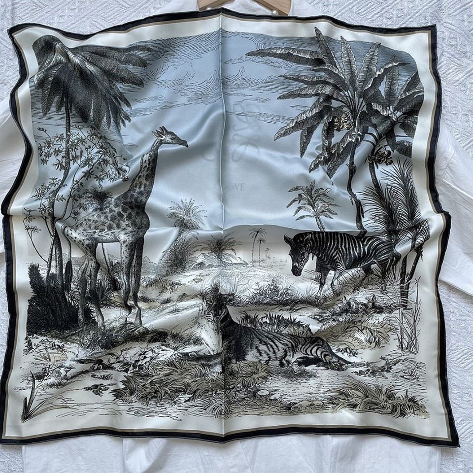 Vintage Hand Printed Silk Headscarf